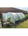 Serre Tonneau - modèle Mini - largeur 3m - ici, longueur 4.5m - surface 13.5m² - aérations latérales ouvertes - porte largeur 1m