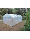 Serre marque Tonneau, modèle Abri Cultures, largeur 3m, pieds droits, 2 portes, bâche enterrée.