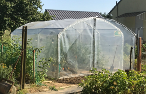 Serre Tonneau - Abri cultures - 3m x 4.5m - Pieds droits - bâche enterrée.