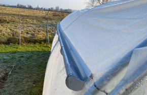 Récupérateur pluie pour serre, largeur 3 à 4 m - long. 4,5 m